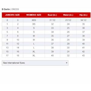 B Darlin Size Chart